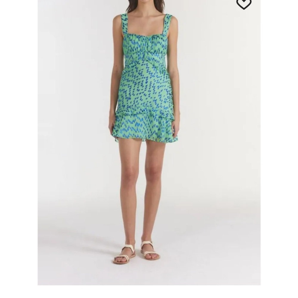 SALONI Blue and Yellow Ruched Mini Sundress